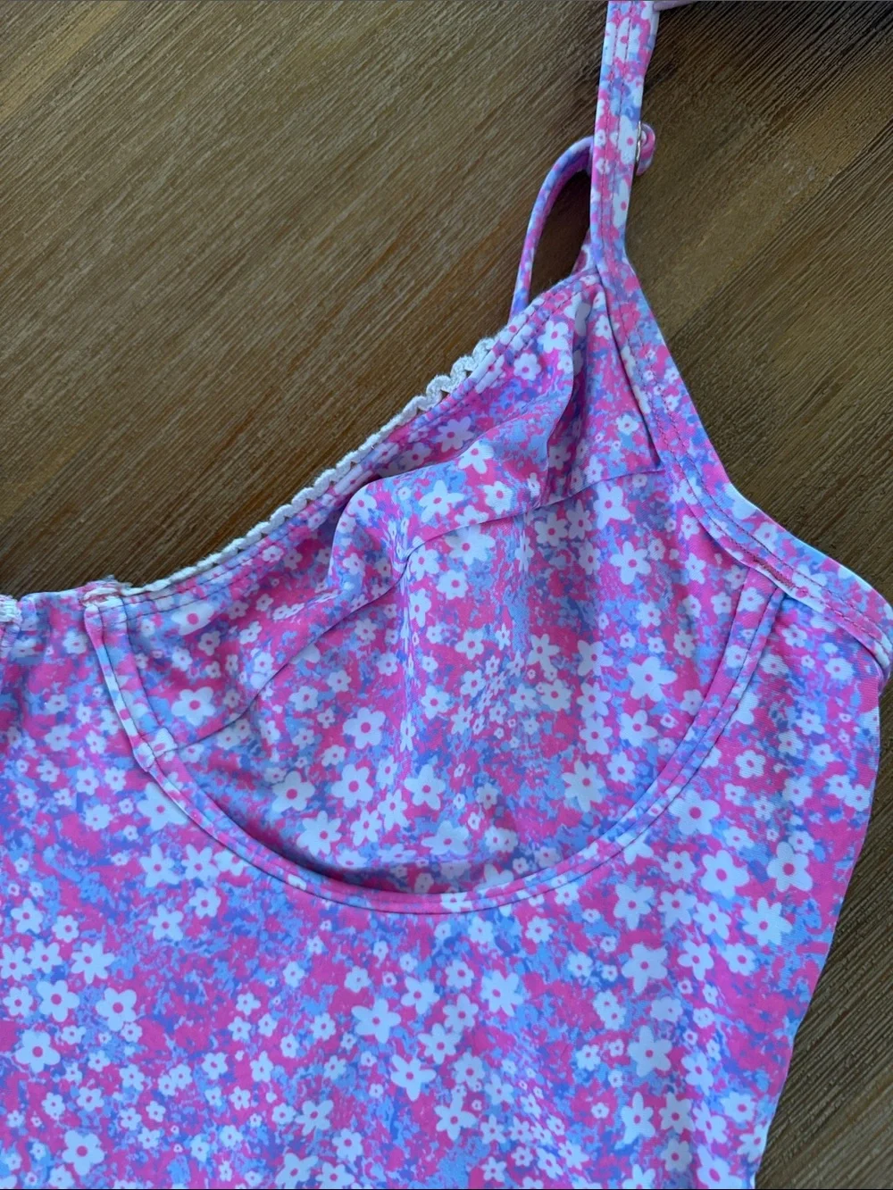 Kulani Kinis Pink Floral One-Piece Swimsuit with Adjustable Straps